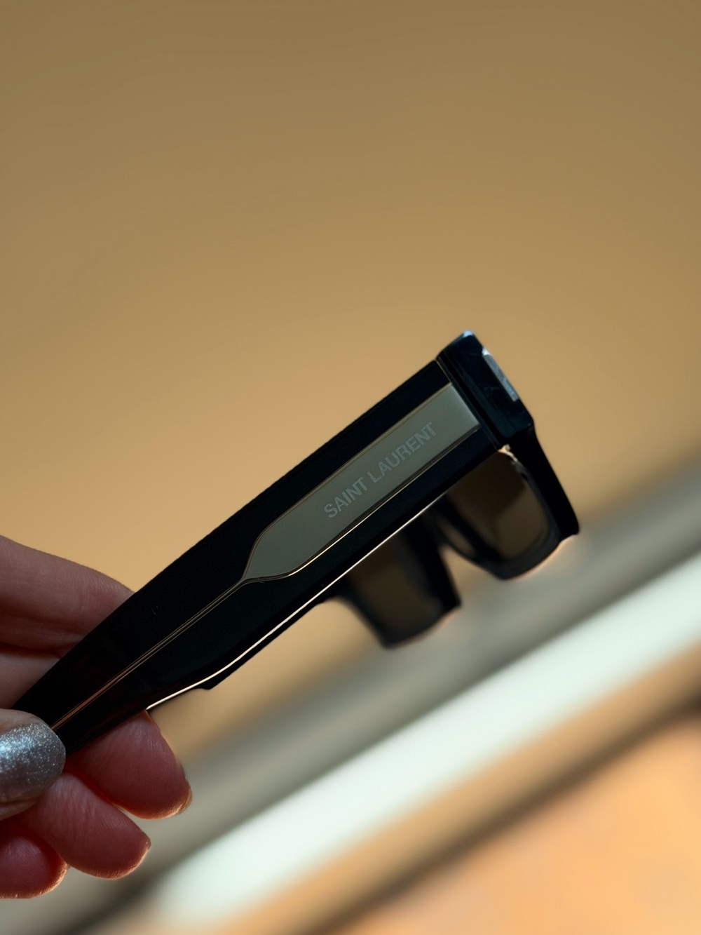 Saint Laurent Black Square-Frame Sunglasses with Silver Plaque - Picture 5 of 5